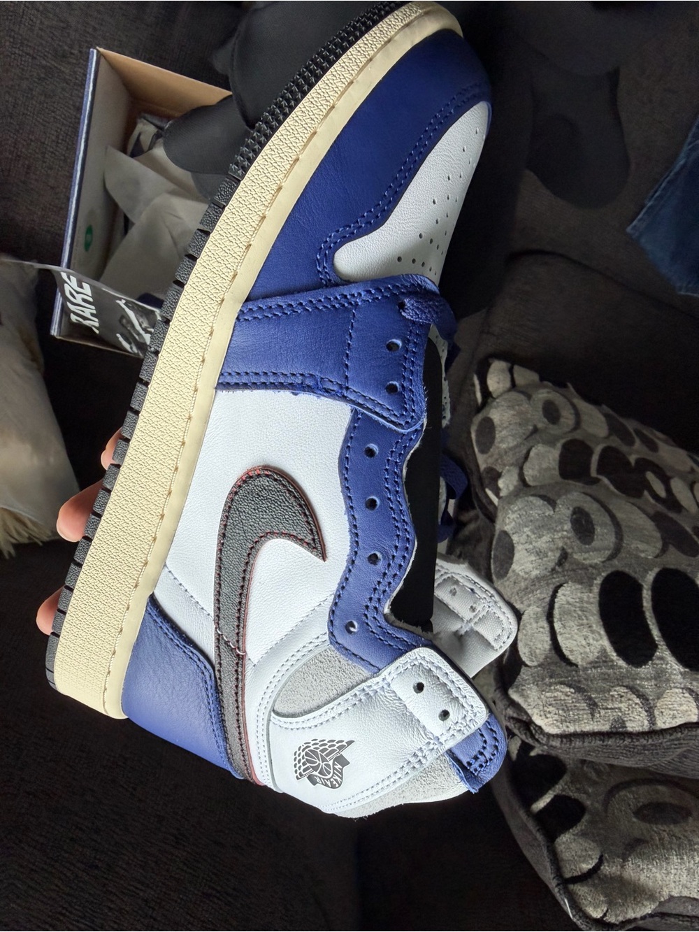 Nike Kids High-Top Sneakers in Blue, White and Black